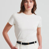 Pima Cotton stretch tee | chalk