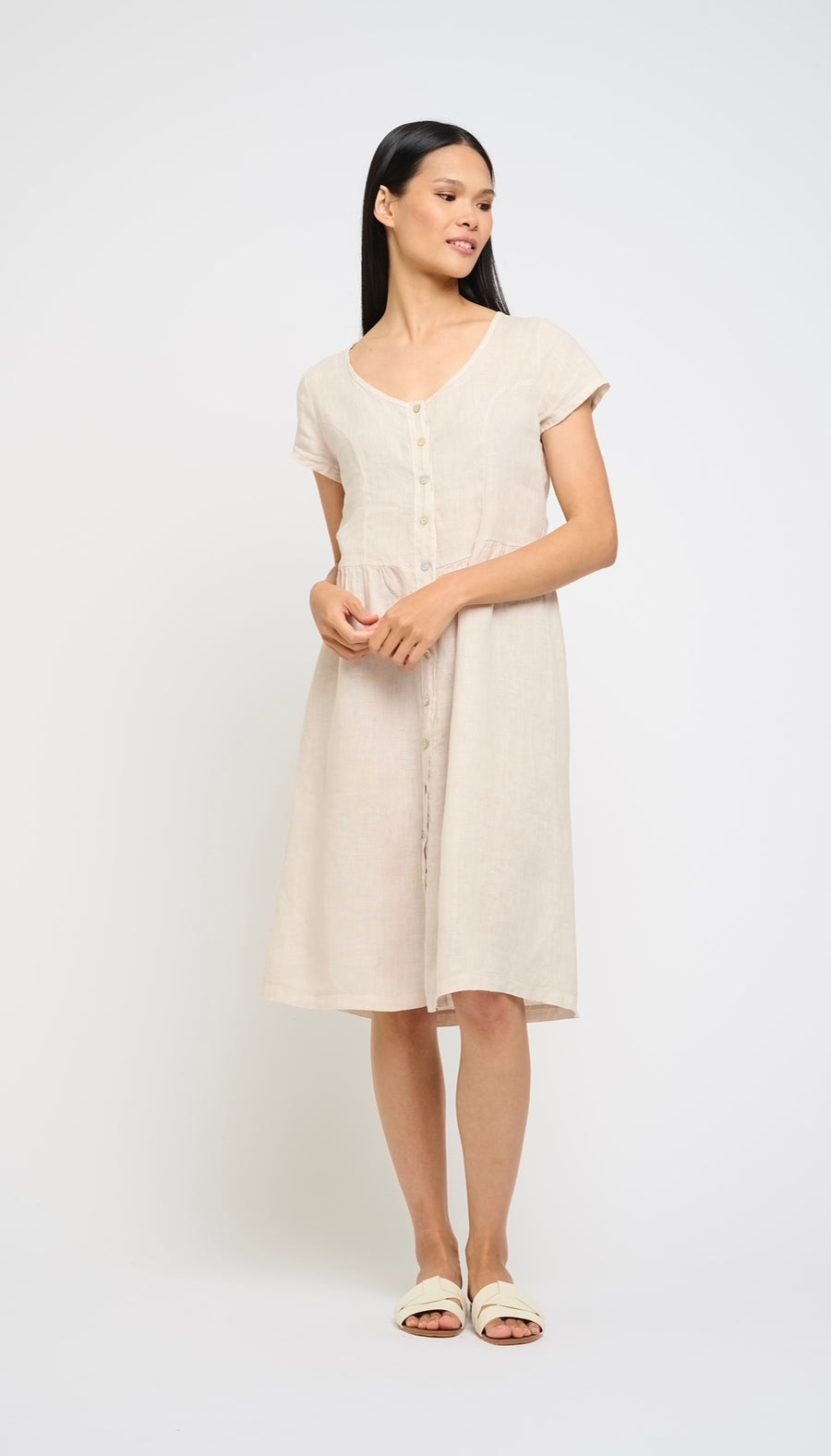 Sand linen dress