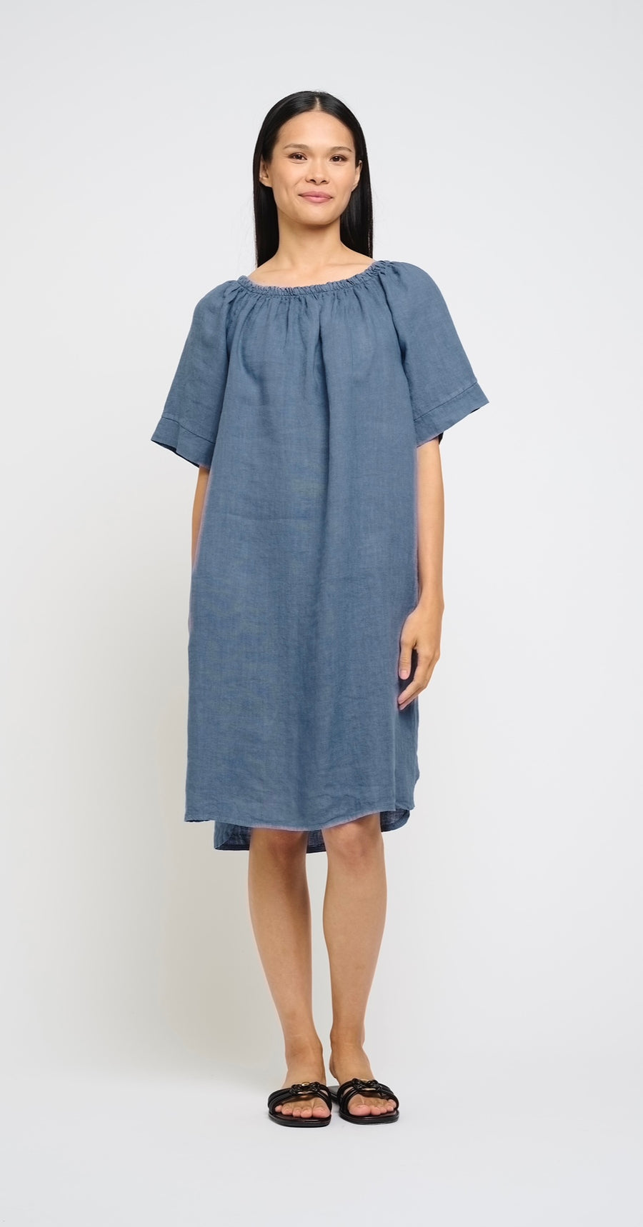 Michelle linen dress | sky blue