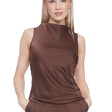 Cleo Satin Tank | chocolate