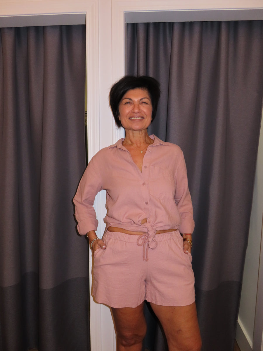 Leo linen short | dusty rose