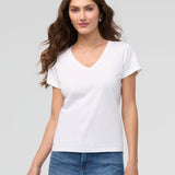 Pure Pima slim V-neck | white