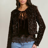 Chocolate sequin shawl
