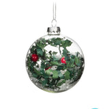 Holly & snow ornament