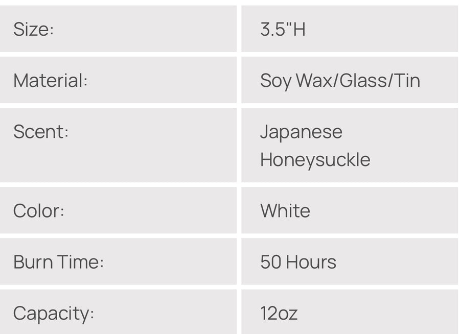 Botanical wax Candle | Japanese honeysuckle